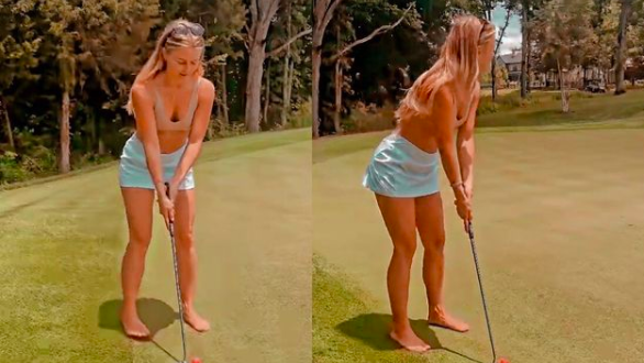 Golf fans react to images of Julianne Hough playing golf!